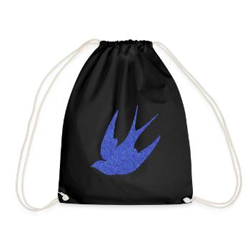 Swallow (blue-sprinkled) - Drawstring Bag - black - Front