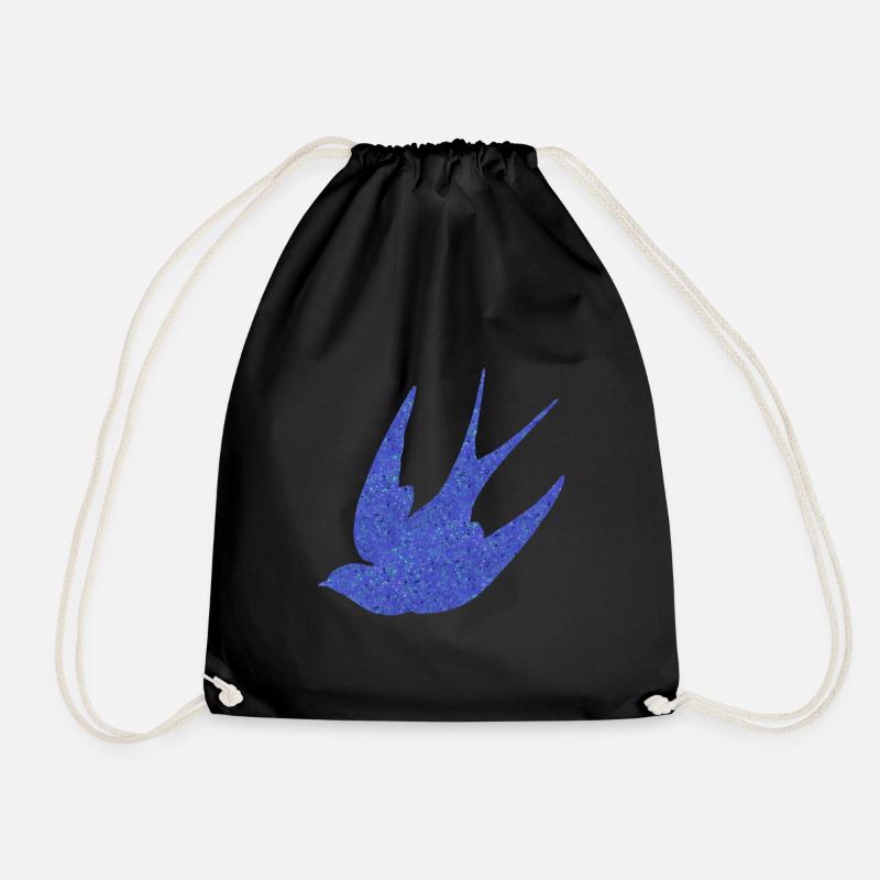 Swallow (blue-sprinkled) - Drawstring Bag - black