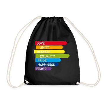 gay pride csd rainbow homo parade proud before lol - Drawstring Bag - black - Front
