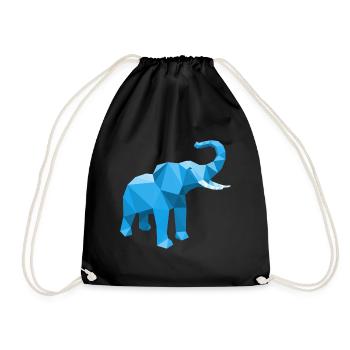 Elephant blue with stylish LowPoly effect - Drawstring Bag - black - Front