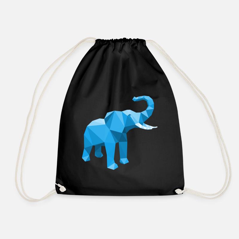 Elefant blau mit stylischem LowPoly Effekt - Turnbeutel - Schwarz