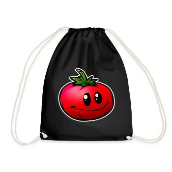Fröhliche Cartoon Tomate Lächeln - Turnbeutel - Schwarz - Vorne