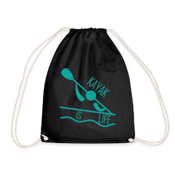 Kayak. Canoe Kayak. Love Kayaking. kayak is LIFE. - Drawstring Bag - black - Front
