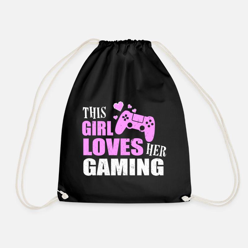 THIS GIRL LOVES HER GAMING | Video Game Console - Drawstring Bag - black