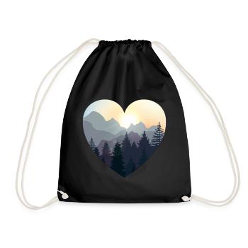 Liebe die Natur. Berge, Wald, Camping Geschenk - Turnbeutel - Schwarz - Vorne
