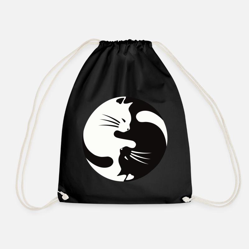 2 Katzen schmusen ,ying yang - Turnbeutel - Schwarz