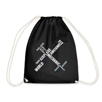 airplane - Drawstring Bag - black - Front