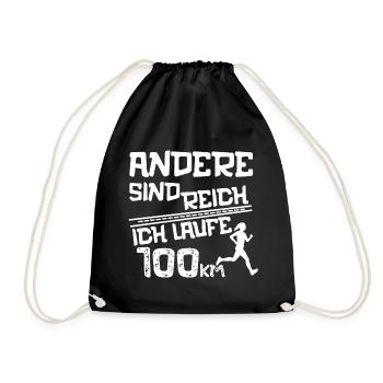 Ultramarathon 100 Kilometer Ultralaufen Geschenk - Turnbeutel - Schwarz - Vorne