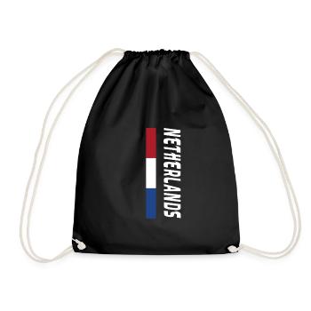 Netherlands / Gift / Gift Idea - Drawstring Bag - black - Front