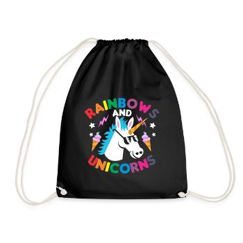Cadeau de licorne arc-en-ciel - Sac de sport léger - noir - Devant