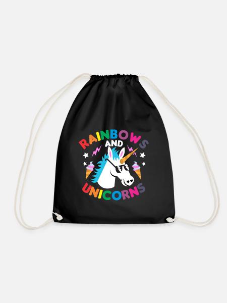 Cadeau de licorne arc-en-ciel - Sac de sport léger - noir