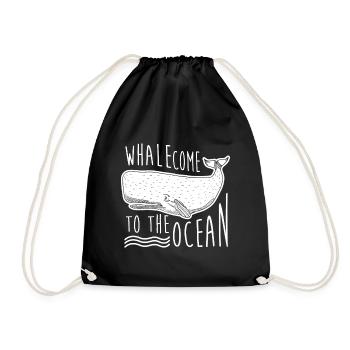 Baleine bienvenue océan cadeau mammifère marin - Sac de sport léger - noir - Devant