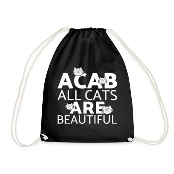 Cat kitten meow domestic cat cat eye cat dam - Drawstring Bag - black - Front