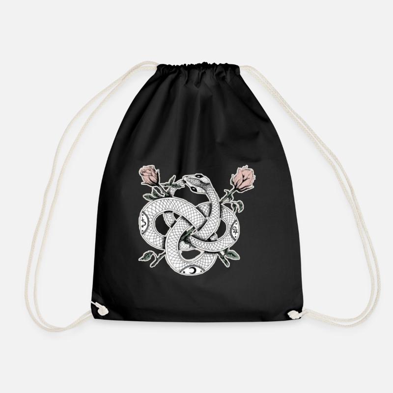 Schlangen-Design mit Rosen - Turnbeutel - Schwarz