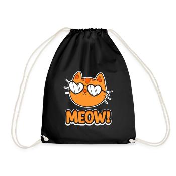 Cat Kitten Puss Kitten Pet Gift - Drawstring Bag - black - Front