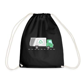 Garbage truck garbage truck recycling gift - Drawstring Bag - black - Front