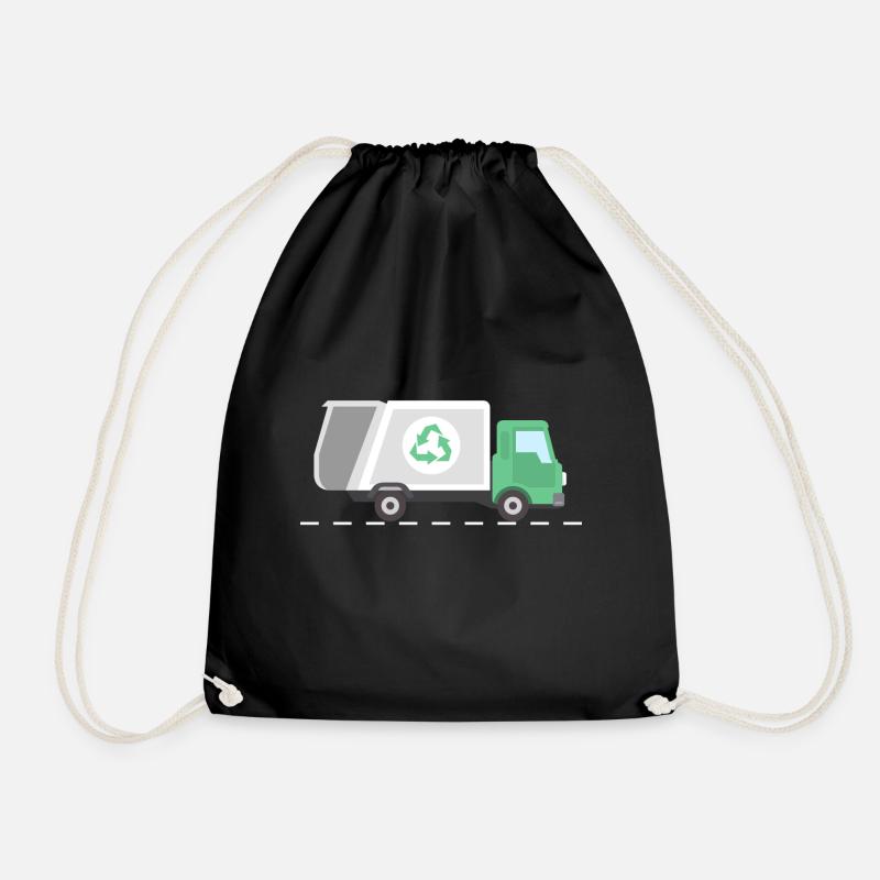 Müllwagen Müllauto Recycling Geschenk - Turnbeutel - Schwarz