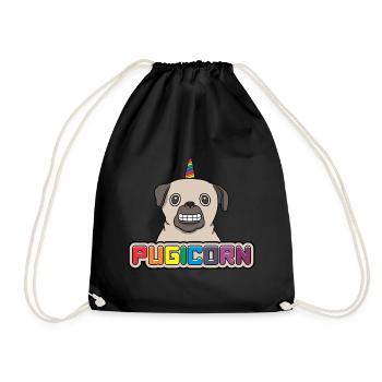 Dog Dog Pug Pugicorn Unicorn Gift - Drawstring Bag - black - Front