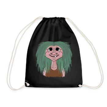 Norway troll girl vacation fjord mythology - Drawstring Bag - black - Front