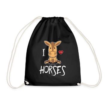 Pferd Pferde Reiter reiten Galopp Fohlen Stute Hen - Turnbeutel - Schwarz - Vorne