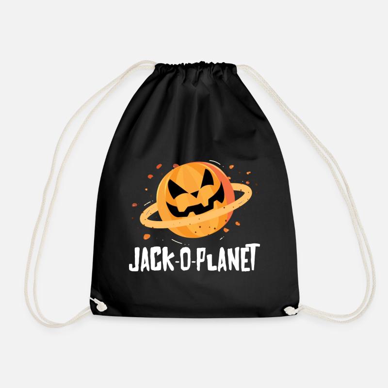 Halloween Pumpkin Face Jack-O-Planet - Drawstring Bag - black