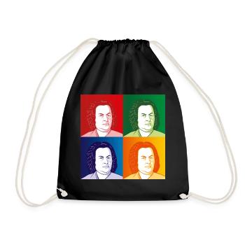 Johann Sebastian Bach in cartoon style - Drawstring Bag - black - Front