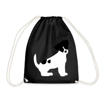 Jack Russel Terrier Vektor sitzt - Turnbeutel - Schwarz - Vorne