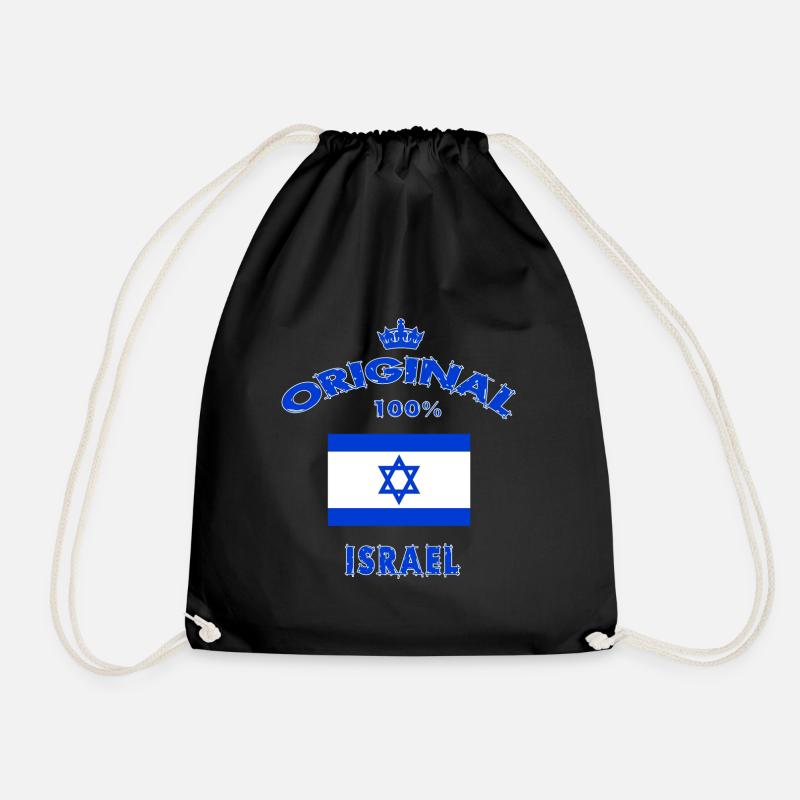 Israel Original 100% Flag Jerusalem Gift - Drawstring Bag - black