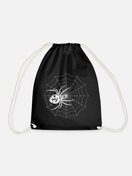 Spinnennetz Skizze mit Spinne - Turnbeutel - Schwarz