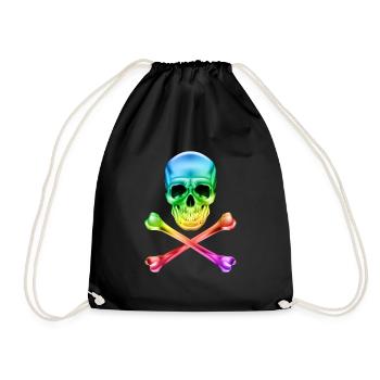 Crâne et os colorés - Sac de sport léger - noir - Devant