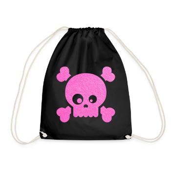 Pink Skull Pop Art Crossbones - Turnbeutel - Schwarz - Vorne