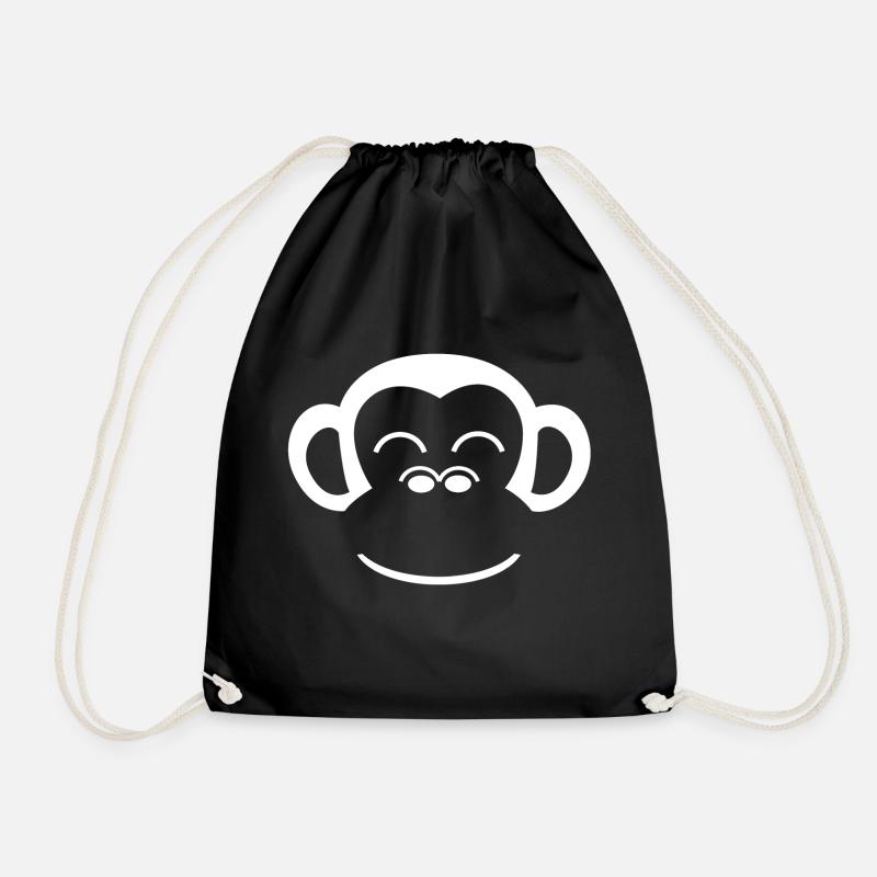 Monkey monkey face gorilla human monkey animal face - Drawstring Bag - black