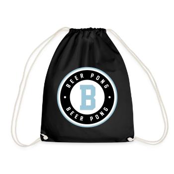 Beer Pong Badge Blue Logo - Drawstring Bag - black - Front