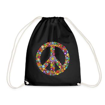 Peace sign peace - Drawstring Bag - black - Front