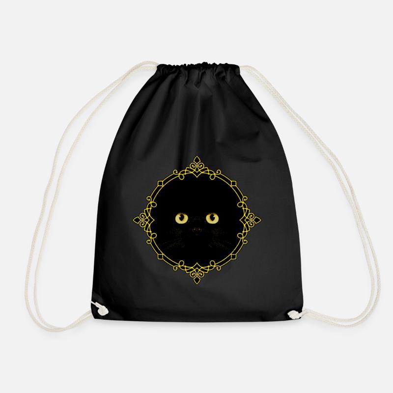 Schwarze Katze Abzeichen - Pixel Art - Turnbeutel - Schwarz