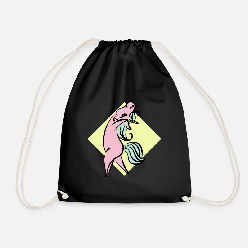 funny unicorn - Drawstring Bag - black