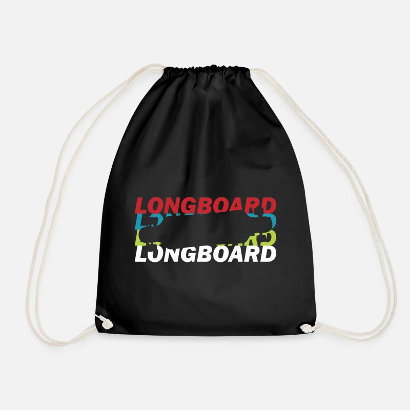 Longboard Longboarder - Drawstring Bag - black