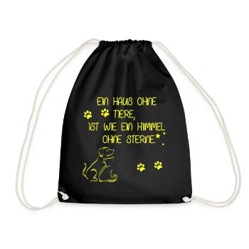 Cats and dogs motif - Drawstring Bag - black - Front
