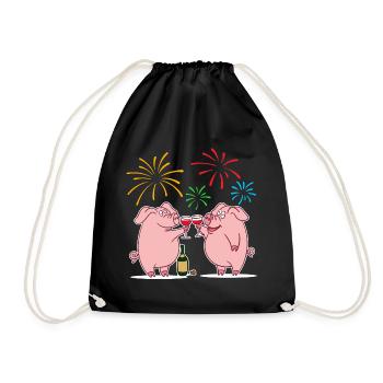 Porc chanceux Porte-bonheur Nouvel An Nouvel An - Sac de sport léger - noir - Devant