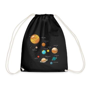 Universe Planet Galaxy Comic Cool Gift - Drawstring Bag - black - Front