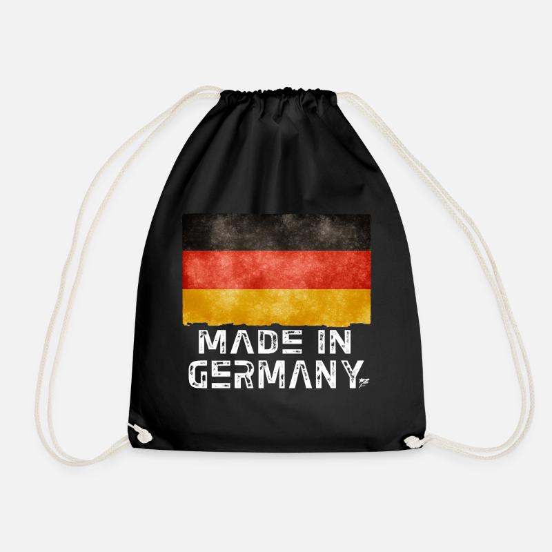 Made in Germany Flag – Distressed Style - Drawstring Bag - black
