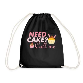 Brauchst du Torte ruf mich an lustiges Geschenk - Turnbeutel - Schwarz - Vorne
