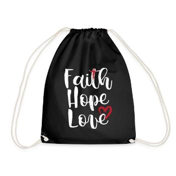 Christlicher Glaube Hoffnung Liebe Cooles Geschenk - Turnbeutel - Schwarz - Vorne
