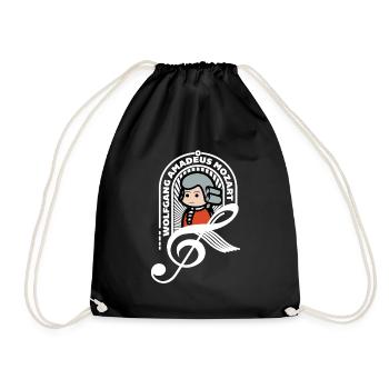 Mozart Sweet Portrait Note White Cool Gift - Drawstring Bag - black - Front