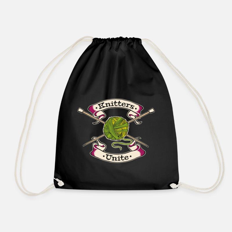 Knitters Unite - Turnbeutel - Schwarz