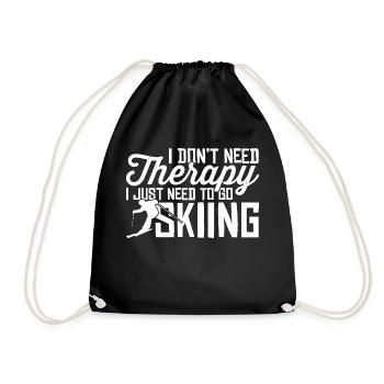 Skiing is better therapy Winter sports - Drawstring Bag - black - Front