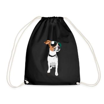 Cooler Hund mit einer Sonnenbrille,gutes Geschenk - Turnbeutel - Schwarz - Vorne