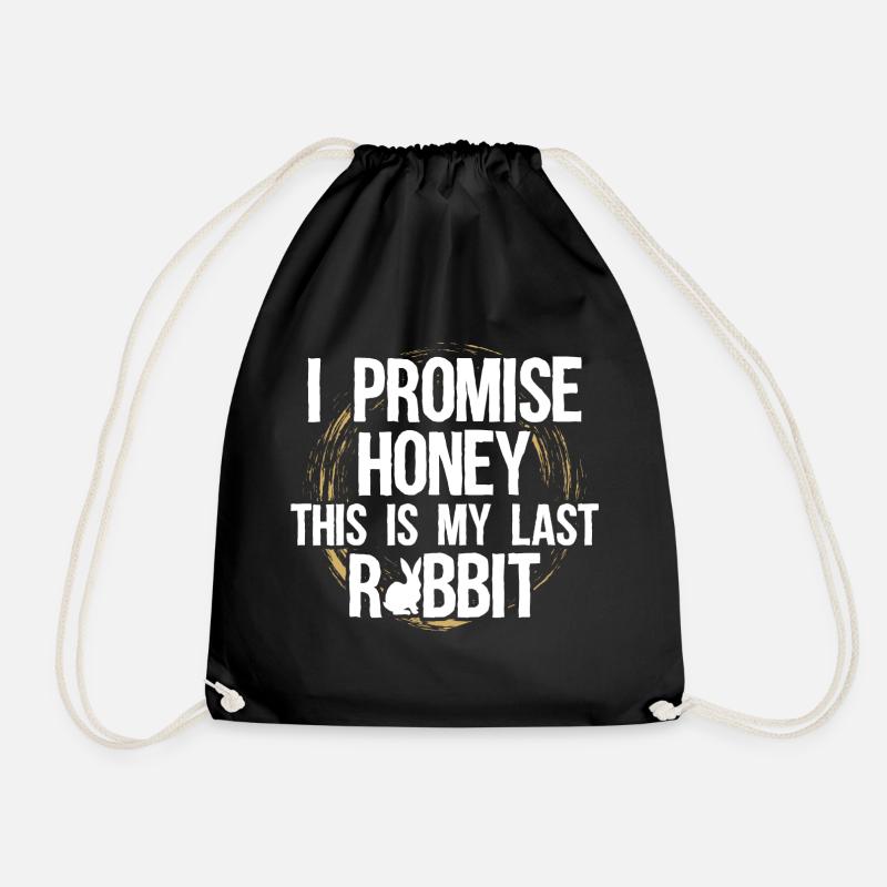 Rabbit I swear last Funny gift - Drawstring Bag - black
