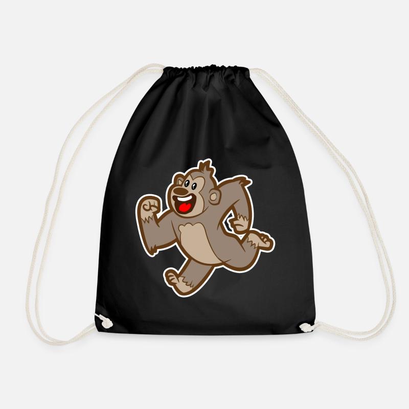 sweet running monkey - Drawstring Bag - black