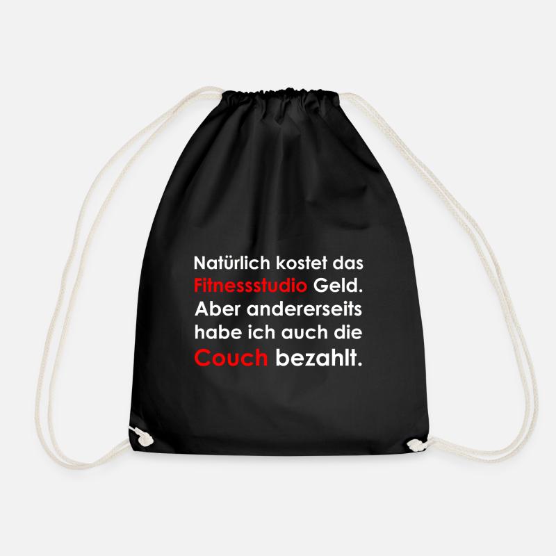 Fitnessstudio und Couch - Turnbeutel - Schwarz